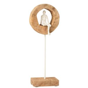 FIGURE THINKER RING HIGH MANGO WOOD/ALUMINIUM NATURAL/WHITE