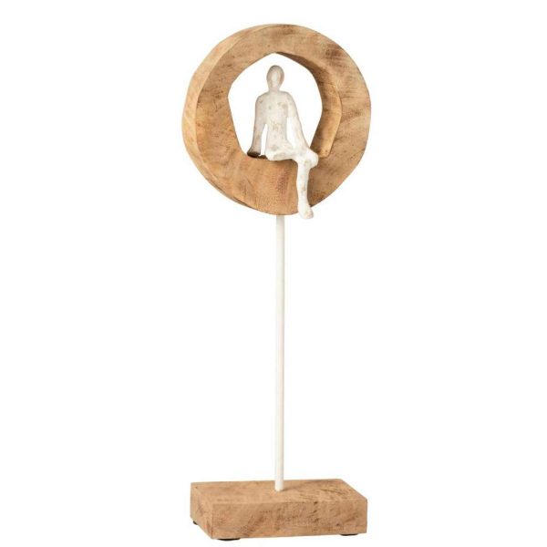 FIGURE THINKER RING HIGH MANGO WOOD/ALUMINIUM NATURAL/WHITE