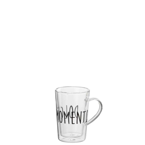 MUG DOLCE MOMENTO GLASS TRANSPARENT/BLACK