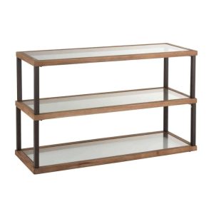 CONSOLE 3 LEVELS GLASS/WOOD BROWN