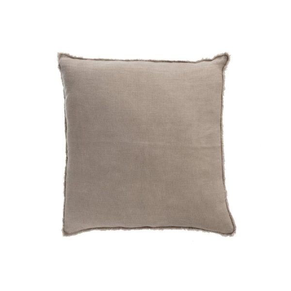 CUSHION STONEWASHED LINEN LIGHT BROWN