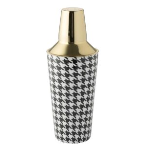 COCKTAIL SHAKER PIED-DE-POULE STAINLESS STEEL BLACK/WHITE