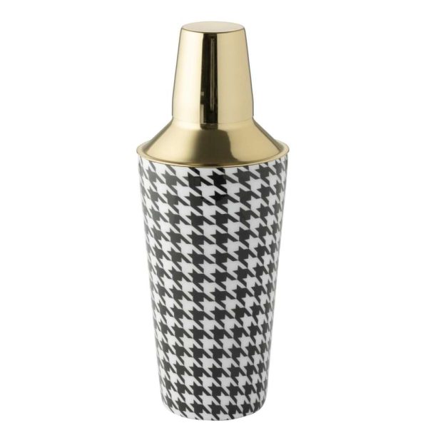 COCKTAIL SHAKER PIED-DE-POULE STAINLESS STEEL BLACK/WHITE