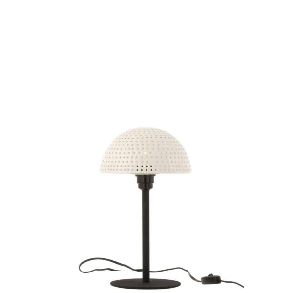 TABLE LAMP MUSHROOM DOTS METAL SHINING WHITE/BLACK SMALL