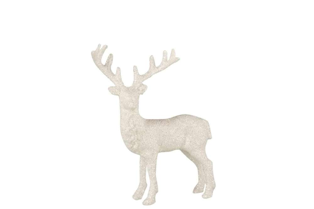 HANGER REINDEER GLITTER PLASTIC WHITE
