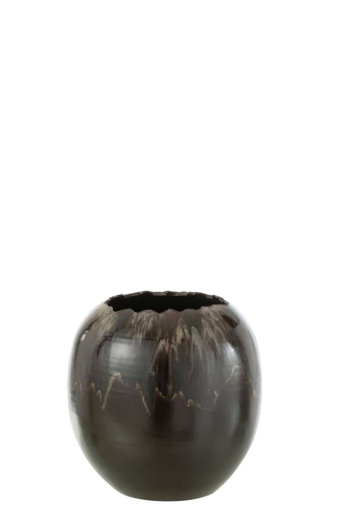 FLOWER POT CERAMIC BROWN SMALL