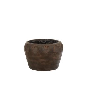 FLOWERPOT THIBOBO PAULOWNIA WOOD+PLASTIC DARK BROWN LARGE