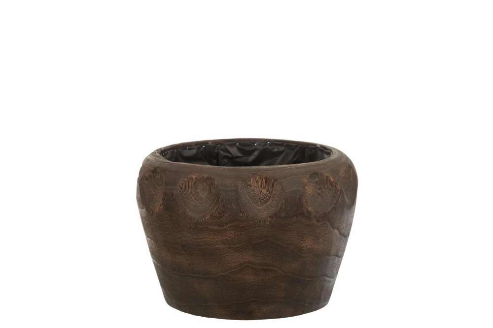 FLOWERPOT THIBOBO PAULOWNIA WOOD+PLASTIC DARK BROWN LARGE