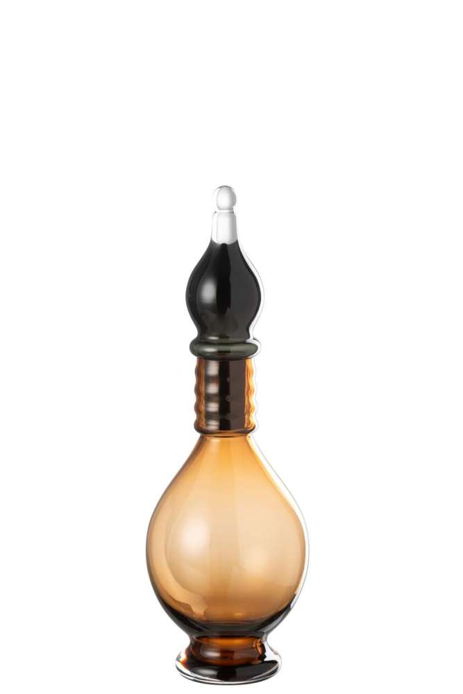 VASE+CAP PHIAL DECO JO GLASS BROWN MEDIUM