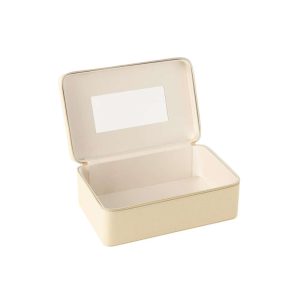 COSMETIC BOX RECTANGLE+MIRROR ARTIFICIAL LEATHER BEIGE