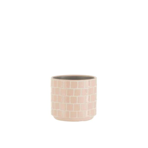 FLOWERPOT SHINY SQUARE CERAMIC PINK SMALL
