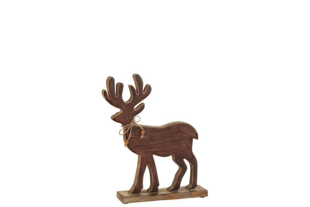 FIGURINE REINDEER WOOD BROWN MEDIUM