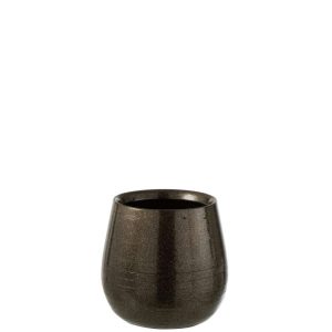 FLOWERPOT SHINY CERAMIC GREEN/GOLD MEDIUM