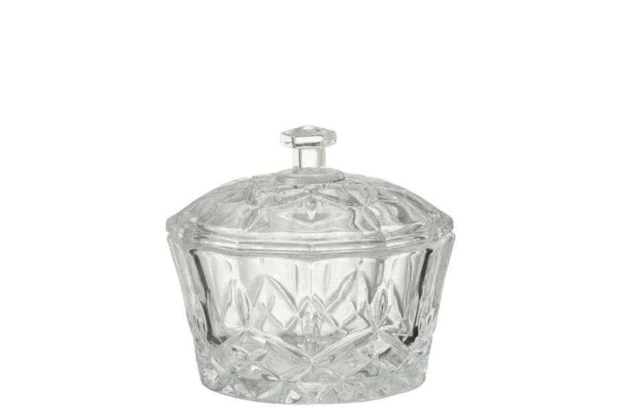 JAR MALI CUT GLASS TRANSPARENT