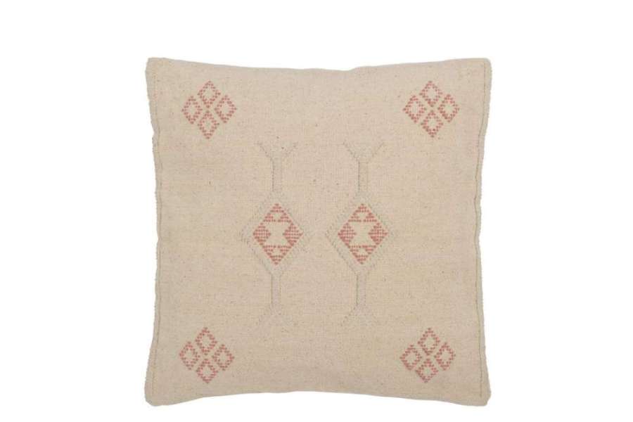CUSHION DIAMONDS+ARROWS COTTON CREAM/PINK