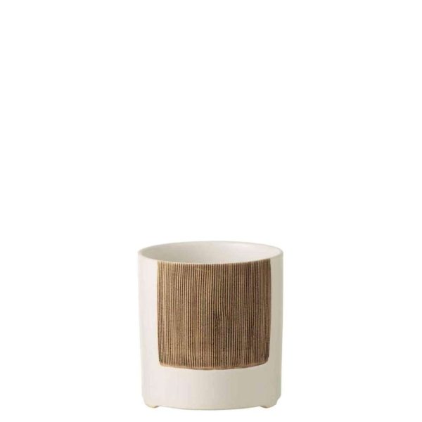FLOWERPOT IBIZA ROUND CERAMIC WHITE/BROWN LARGE