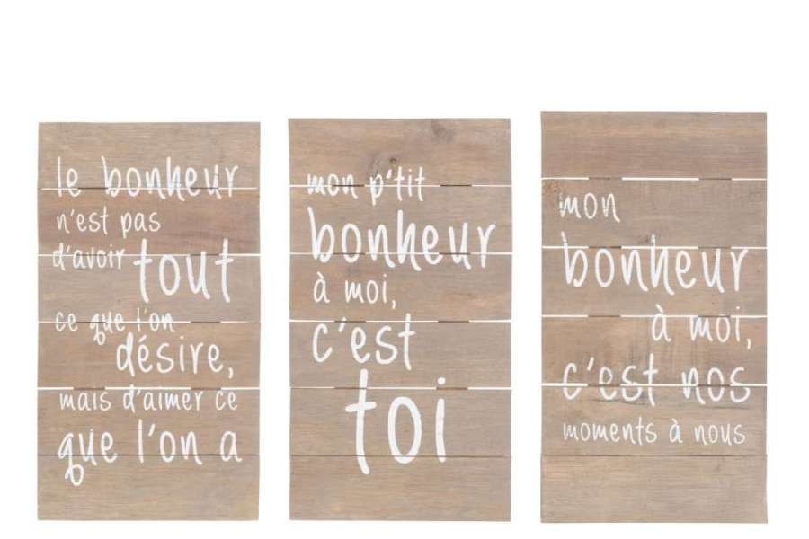 PANELS POSITIVE HAPPINESS WOOD NATURAL ASSORTMENT OF 3