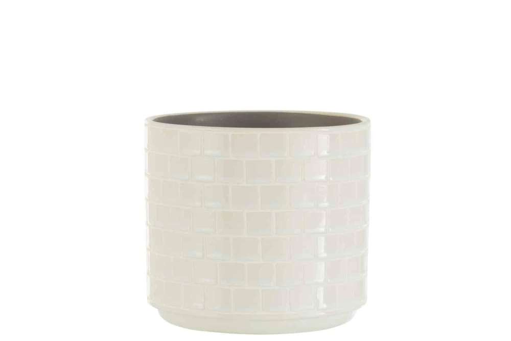 FLOWERPOT SHINY SQUARE CERAMIC WHITE LARGE
