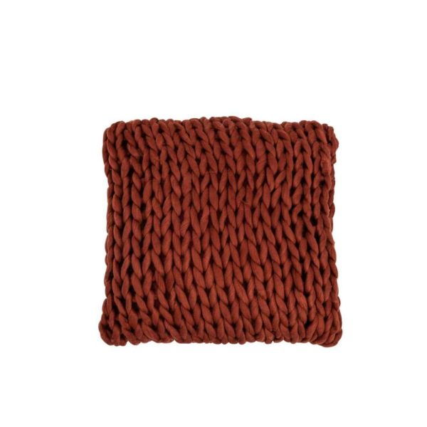 CUSHION KNITTED SQUARE ACRYLIC RED