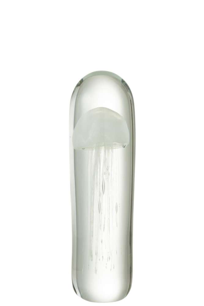 PAPERWEIGHT JELLYFISH GLASS WHITE LARGE