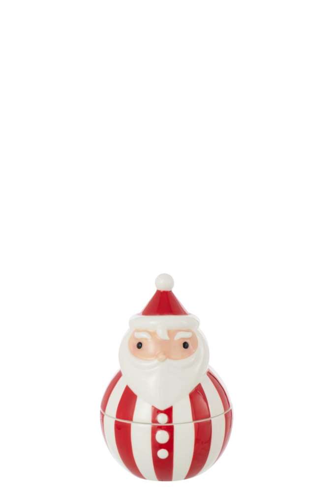 BOWL +  LID SANTA CLAUS DOLOMITE CHRISTMAS RED/WHITE SMALL