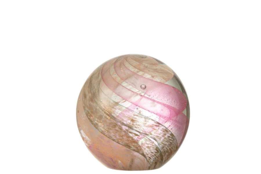 PAPERWEIGHT HURICCANE GLASS GOLD/PINK LARGE