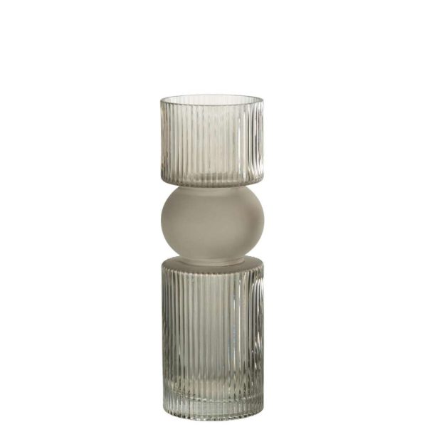 VASE/CANDLE HOLDER CANDY GLASS GREY MEDIUM