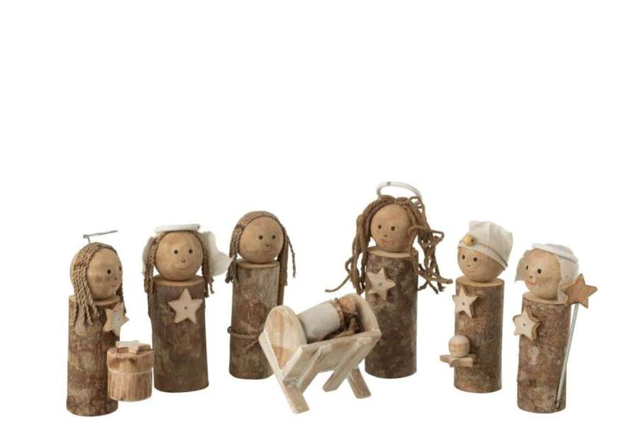 NATIVITY TRUNK ALBASIA WOOD DARK BROWN/NATURAL