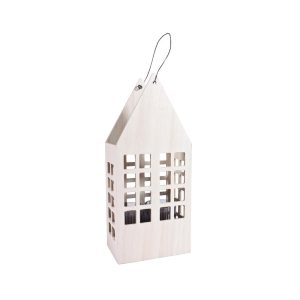 Hus Tre M/ Grå Lysglass Stor 37Cm