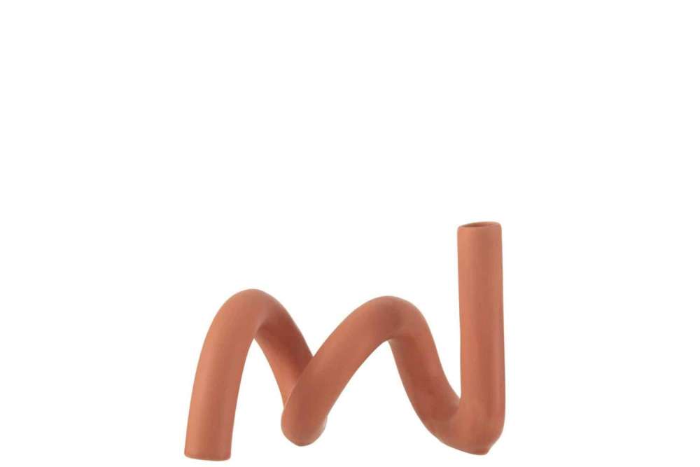 CANDLE HOLDER TWIST 1CANDLE CERAMIC ORANGE