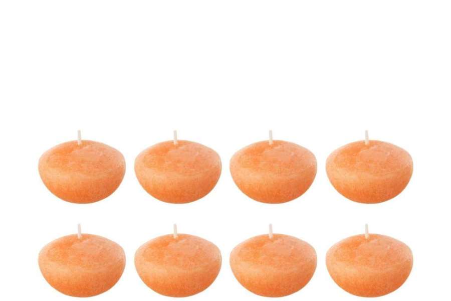 BOX 8 FLOATING CANDLE ORANGE SMALL-4H