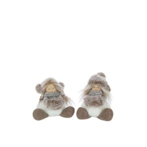GIRLS SITTING HAT FUR POLYESTER WHITE/BROWN ASSORTMENT OF 2