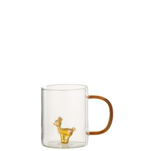 DRINKING GLASS REINDEER GLASS TRANSPARENT/MULTICOLORED