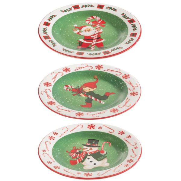 PLATE ROUND XMAS DOLOMITE MIX ASSORTMENT OF 3