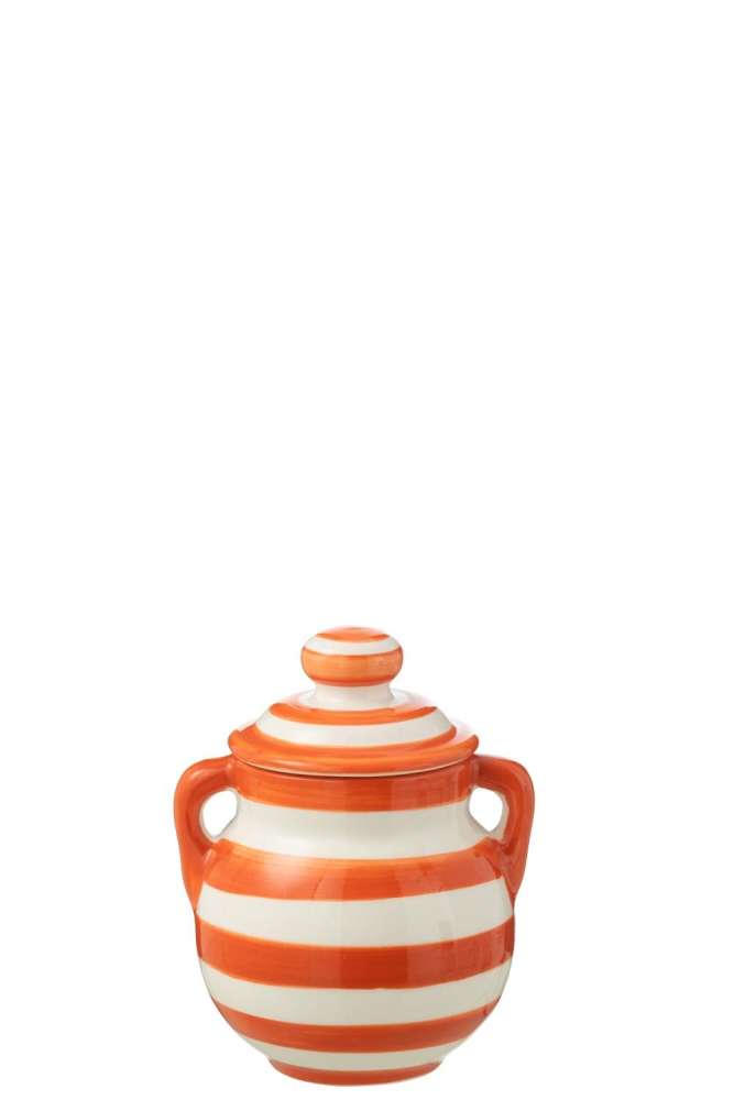 JAR GRANADA STRIPES CERAMIC WHITE/ORANGE