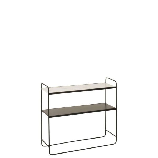 CONSOLE MARBLE 2 PLANKS MDF/IRON BLACK