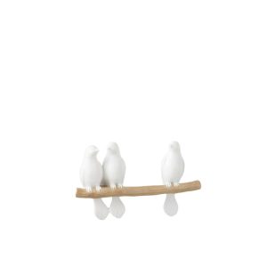 3 BIRDS ON BRANCH POLYRESIN WHITE/NATURAL