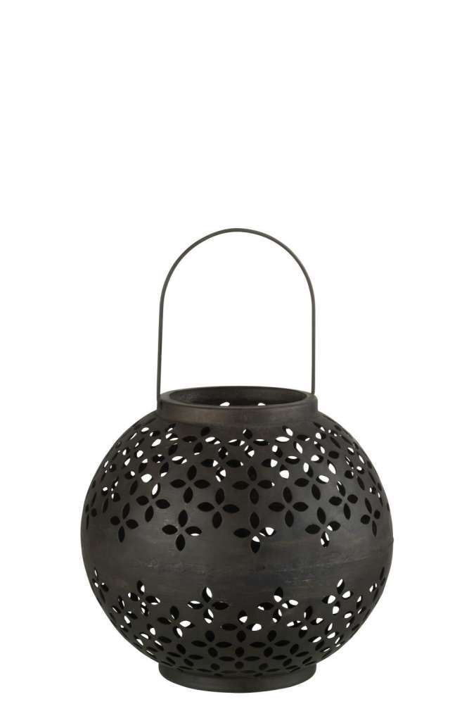 LANTERN BALL PERFORATED IRON BLACK MATTE