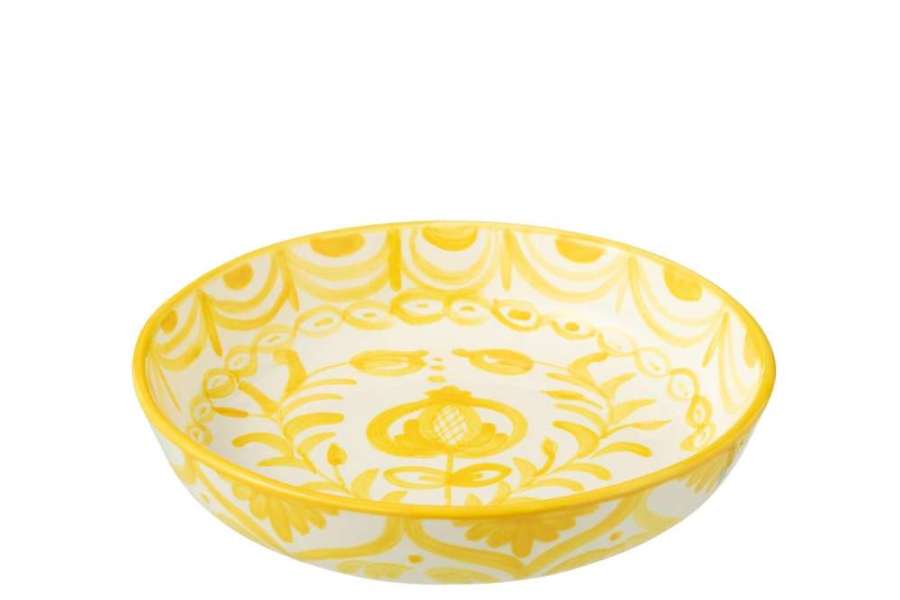 BOWL GRANADA LOW CERAMIC WHITE/YELLOW LARGE