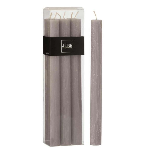 BOX 6 TABLE CANDLE  DARK GREY9H