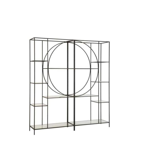 RACK 2 PARTS CIRCLE METAL/GLASS BLACK