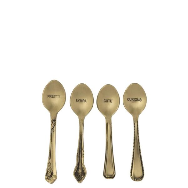 BOX OF 4 SPOON BRASS GOLD COLORED