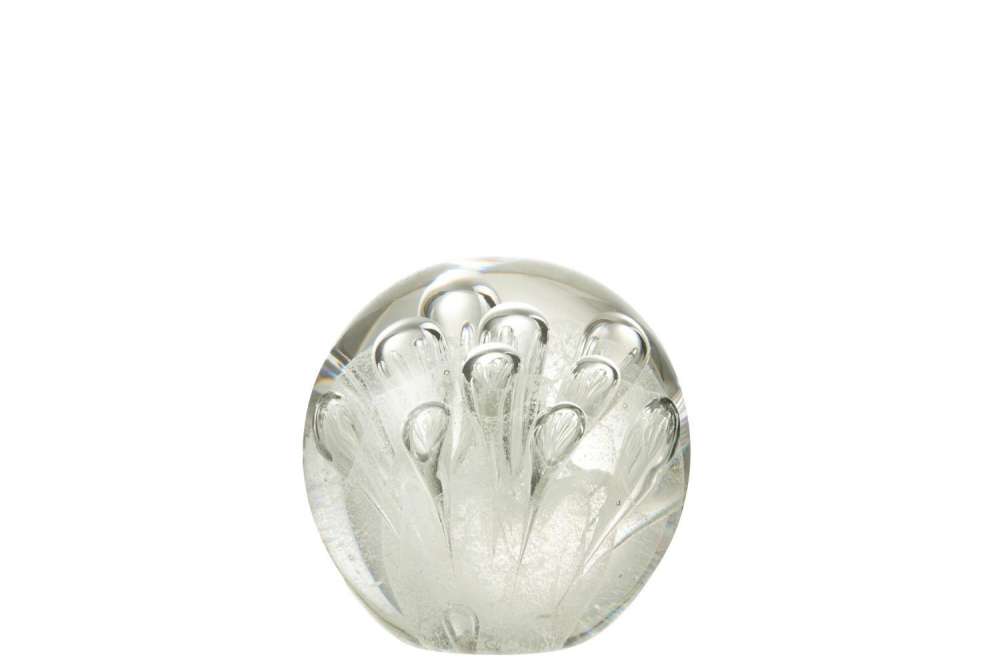 PAPERWEIGHT BUBBLES GLASS WHITE MEDIUM