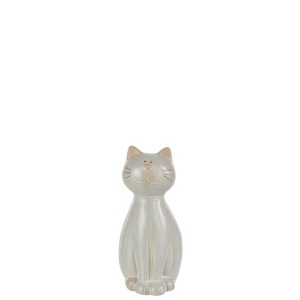 CAT SITTING PORCELAIN BEIGE MEDIUM