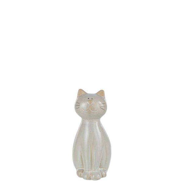CAT SITTING PORCELAIN BEIGE MEDIUM