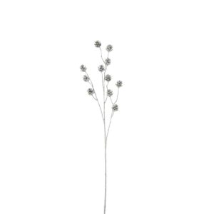 BRANCH PINECONES 3 PARTS GLITTER PLASTIC SILVER