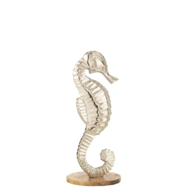 SEA HORSE ON BASE ALUMINIUM SILVER LARGE