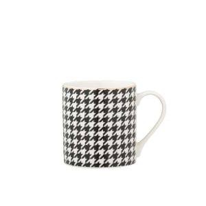 BOX OF 1 MUG PIED-DE-POULE PORCELAIN BLACK/WHITE