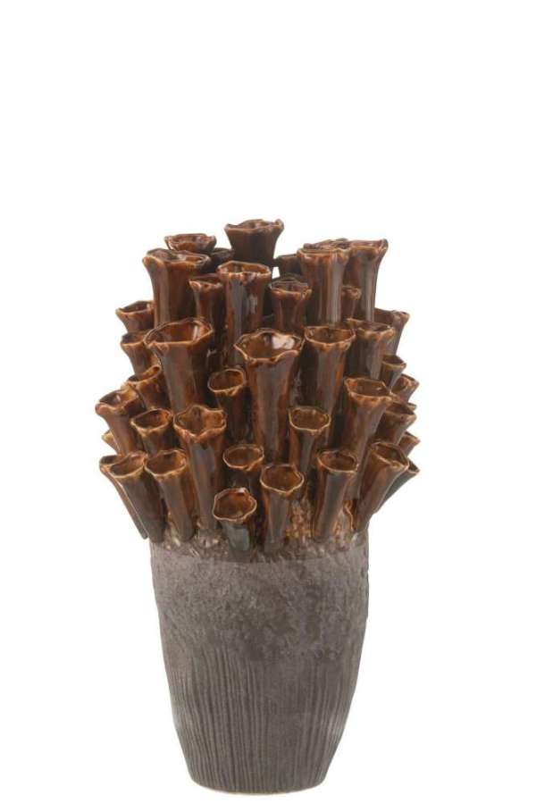 VASE ANEMONE PORCELAIN BROWN/GREY LARGE