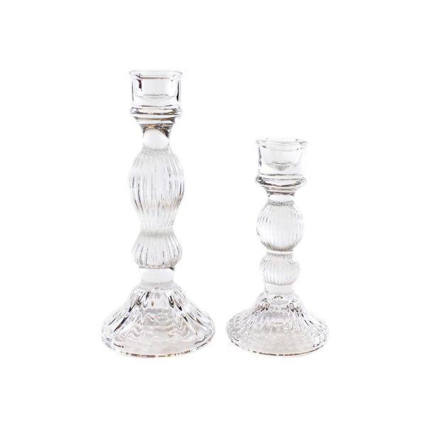 Lysestake Glass M/Riller Stor 20Cm